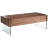 Image de Table basse en bois de noyer et verre
