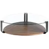 Image de Ãngel CerdÃ¡ - Table basse triangulaire avec plateau en verre, noyer et acier noir - Table basse moderne et minimaliste - Originale et polyvalente - MatÃ©riaux rÃ©sistants - 135 x 135 x 32 cm