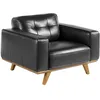 Image de Ãngel CerdÃ¡ - Fauteuil RevÃªtu de Cuir Bovin Noir - CapitonnÃ© avec Accoudoirs - Moderne et ÃlÃ©gant - Structure en Bois de Noyer pour Salons ou Espaces Lecture - 112 x 95 x 78 cm