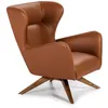 Image de Ãngel CerdÃ¡ - Fauteuil Pivotant RevÃªtu de Similicuir Marron - Dossier Haut - Structure en Bois de FrÃªne Finition Noyer - Design Moderne pour Salons et Espaces Lecture - 86 x 75 x 90 cm