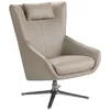 Image de Ãngel CerdÃ¡ - Fauteuil Pivotant RevÃªtu de Similicuir Coloris Vison - Design Moderne avec Coussin Appuie-tÃªte - Fauteuils pour Salon, Salle Ã  Manger et Chambre - Base en Acier Poli FoncÃ© - 76 x 90 x 100 cm