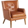 Image de Ãngel CerdÃ¡ - Fauteuil RevÃªtu de Cuir avec Dossier CapitonnÃ© - Structure en Bois de FrÃªne Finition Noyer - Moderne et ÃlÃ©gant - Fauteuils pour Salon, Salle Ã  Manger et Espace Lecture - 75 x 80 x 89 cm