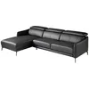 Image de Ãngel CerdÃ¡ - CanapÃ© chaise longue gauche 3 places - RevÃªtement en cuir de vachette noir - Design moderne avec appuie-tÃªte rÃ©glables - 283 x 174 x 75/94 cm
