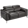Image de Ãngel CerdÃ¡ - CanapÃ© 2 places en cuir marron chocolat - MÃ©canismes relax et appuie-tÃªte - Structure robuste en pin naturel et pieds en acier noir - Design moderne - 170 x 103 x 99 cm