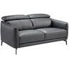 Image de Ãngel CerdÃ¡ - CanapÃ© 2 places en cuir de vachette noir - Design moderne avec appuie-tÃªte articulÃ©s indÃ©pendants - Structure robuste en pin naturel et pieds en acier noir - 157 x 100 x 94 cm
