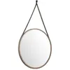 Image de Miroir suspendu rond Ã75x3 cm modÃ¨le 3038 avec cadre en bois plaquÃ© noyer 0,5 mm et sangle en cuir chocolat, design moderne et Ã©lÃ©gant â Ãngel CerdÃ¡ S.L.