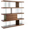 Image de BibliothÃ¨que 180x38x190 cm en Bois PlaquÃ© Noyer 0,5 mm et Verre TrempÃ© 10 mm avec 2 Tiroirs Push Soft-Closing â Ãngel CerdÃ¡ S.L.
