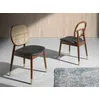 Image de Chaise en rotin, simili cuir et pieds effet bois noyer