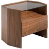 Image de Table de chevet en bois noyer et verre