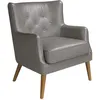 Image de Ãngel CerdÃ¡ - Fauteuil Confident RevÃªtu de Cuir Bovin Gris avec Dossier CapitonnÃ© - Pieds en Bois de Noyer - IdÃ©al pour Salon, Chambre ou Espace Lecture - Design Moderne - 75 x 80 x 89 cm