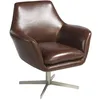 Image de AC ANGEL CERDÃ Ãngel CerdÃ¡ - Fauteuil Pivotant RevÃªtu de Cuir - 82 x 74 x 85 cm en Cuir Cognac et Acier Inoxydable Poli - Confort Avant-gardiste et Style SophistiquÃ© - Fauteuil Relax Reclinable