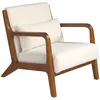 Image de Ãngel CerdÃ¡ - Fauteuil Confident RevÃªtu de Tissu BouclÃ© Blanc avec Structure en Bois de Noyer - Design Moderne avec Accoudoirs - Fauteuils pour Salon, Espace Lecture et Chambre - 68 x 86 x 74 cm