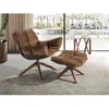 Image de Fauteuil pivotant en velours marron et Noyer