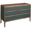 Image de Commode en PVC Vert FoncÃ© et Noyer â 3 Tiroirs Soft-Closing â 119 x 46 x 75 cm â Design Moderne et Fonctionnel