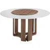 Image de ÃNGEL CERDÃ - Table de salle Ã  manger ronde en marbre cÃ©ramique et noyer - Dimensions 150 x 75 cm - Pieds en bois plaquÃ© noyer - Convient pour 6 convives - Couleur blanche