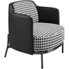 Image de Angel CERDÃ - Fauteuil en Tissu Blanc et Noir avec Dossier en Similicuir Noir - Fauteuil de Design Moderne avec Pieds en Acier Poli FoncÃ© - 68 x 70 x 73 cm