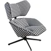 Image de Angel CERDÃ - Fauteuil Relax Pivotant avec Accoudoirs - Design Moderne - 85 x 95 x 98 cm - RevÃªtu de Tissu Blanc et Noir Motif Pied-de-poule