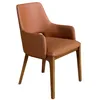 Image de ANGEL CERDÃ â Chaise de salle Ã  manger avec accoudoirs â Design moderne et Ã©lÃ©gant â 54 x 61 x 83 cm â TapissÃ©e en similicuir marron avec pieds en bois plaquÃ© noyer naturel