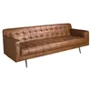 Image de ANGEL CERDÃ â CanapÃ© Chester 3 places â Design moderne â 212 x 79 x 70 cm â RevÃªtement en cuir bovin marron foncÃ© et pieds en acier inoxydable foncÃ©