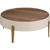 Image de Angel CERDÃ â Table basse ronde â Design moderne et Ã©lÃ©gant â 92 x 35 cm â Plateau en noyer naturel et pieds en acier inoxydable poli dorÃ© pour salon