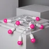 Image de Kit Guirlande Waterproof 5.5m Blanche + 8 Ampoules Led E27 G45 3w De Couleurs Rose