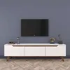 Image de Meuble TV en agglomÃ©rÃ© blanc et noyer Carl