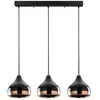 Image de Suspension En MÃ©tal Ã Hauteur RÃ©glable Yildo - 3 Abat-Jours - L. 67 X H. 25/111 Cm - Noir Et CuivrÃ©