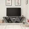 Image de Meuble TV 2 tablettes gris anthracite - L158 cm
