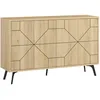 Image de Buffet bas 123cm bois motif gÃ©omÃ©trique chÃªne clair
