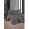 Image de Parure De Lit - 1 Housse De Couette 220 X 240 Cm + 2 Taies D'oreiller 60 X 60 Cm - 100% Coton RenforcÃ© - Anthracite