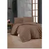 Image de Parure De Lit - 1 Housse De Couette 220 X 240 Cm + 2 Taies D'oreiller 60 X 60 Cm - 100% Coton RenforcÃ© - Brun