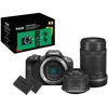 Image de Pack Appareil photo hybride Canon EOS R100 Noir + Objectif RF-S 18-45mm f/4.5-6.3 IS STM + Objectif RF-S 55-210 mm