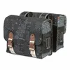 Image de Sacoche Arriere Velo Double Basil Boheme 35l Noir-Creme Fixation Velcros Sur Porte Bagage (37x15x37cm)