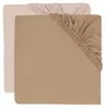 Image de Lot De 2 Draps Housses 70x140 Cm Jersey Wild Rose Et Biscuit - Jollein