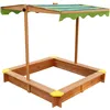 Image de Bac Ã Sable Enfant En Marron / Vert  Bac Ã Sable Pour Enfants En Bois Fsc Avec Couvercle / Toit Ouvrant Pivotant RÃ©glable En Hauteur  118 X 118 Cm -Axi Lily
