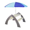 Image de Table Pique Nique Enfant En Bois Gris & Blanc  Table Picnic Avec Parasol Pour Le Jardin - Axi Kylo Xl