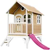 Image de Axi Cabane Enfant Tom Brun Blanc Avec Toboggan Rose