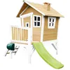 Image de Axi Cabane Enfant Robin Brun Blanc Avec Toboggan Vert Citron