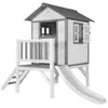 Image de Axi Maisonnette Lodge Xl En Bois Blanc Gris Toboggan Blanc