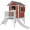 Image de Axi Maisonnette Lodge Xl En Bois Rouge Toboggan Blanc