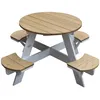 Image de Table De Pique Nique Ronde Pour Enfants En Bois  Table Ronde Enfant Pour Le Jardin En Marron Et Blanc Avec 4 SiÃ¨ges - Axi Ufo