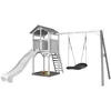 Image de Axi Structure De Jeu Beach Tower Blanc Gris Avec 1 Balancoire Siege Nid Ovale Roxy Et Toboggan Blanc