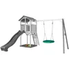 Image de Axi Structure De Jeu Beach Tower Avec 1 Balancoire Siege Nid Rond Blanc Gris Avec Toboggan Gris