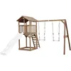 Image de Axi Beach Tower With Double Swing Brown - Toboggan Blanc