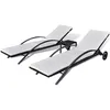 Image de Jeu De Chaise Longue 3 Pcs Avec Table Noir RÃ©sine TressÃ©e
