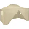 Image de vidaXL Tente pliable avec 4 parois latÃ©raux 3 x 4,5 m Blanc crÃ¨me