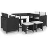 Image de Vidaxl Salon De Jardin Encastrable 9pcs Et Coussin Resine Tressee Noir