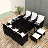Image de Vidaxl Salon De Jardin Encastrable 11pcs Et Coussin Rotin Naturel Noir