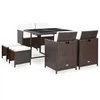 Image de Vidaxl Salon De Jardin Encastrable Et Coussins 9 Pcs Rotin Marron