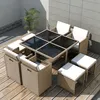 Image de Vidaxl Salon De Jardin Encastrable Avec Coussins 9 Pcs Rotin Beige